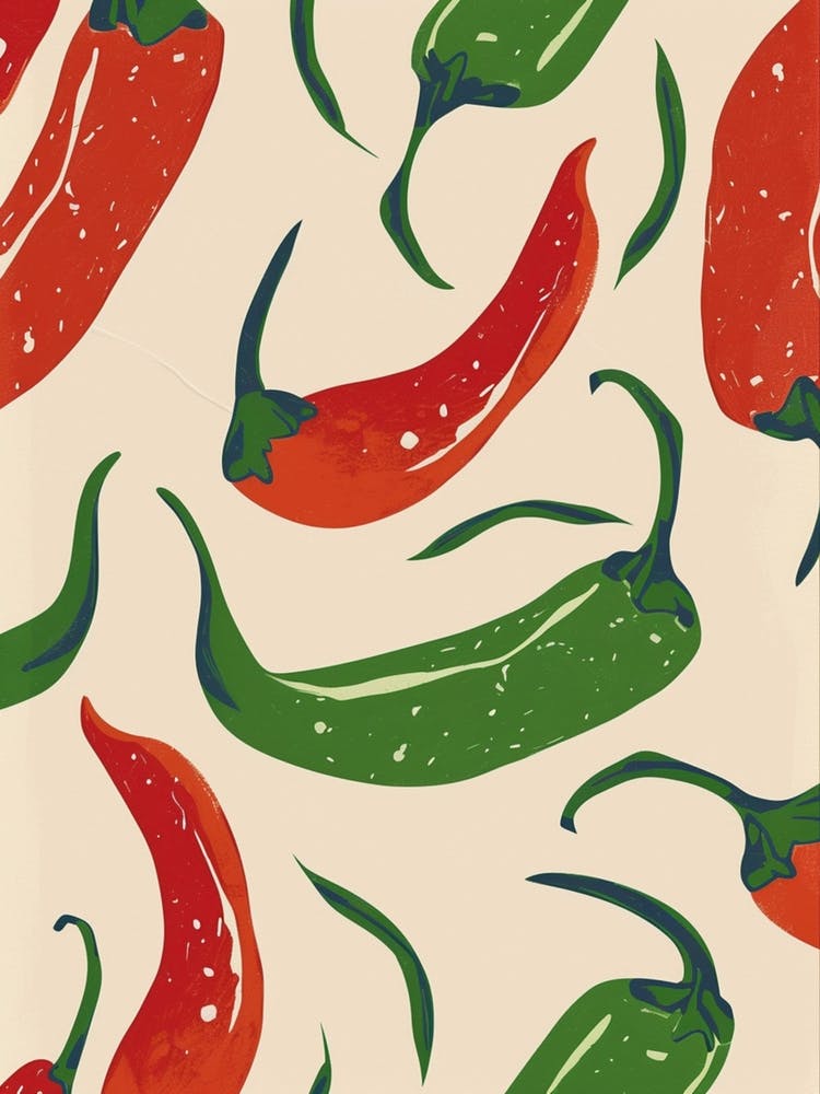 Green & Red Chilli Pattern Illustration 3