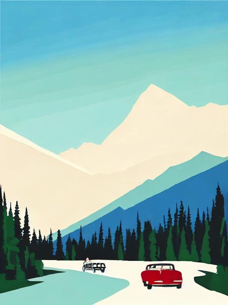 Sun Peaks, Canada Midcentury Vintage Skiing Poster