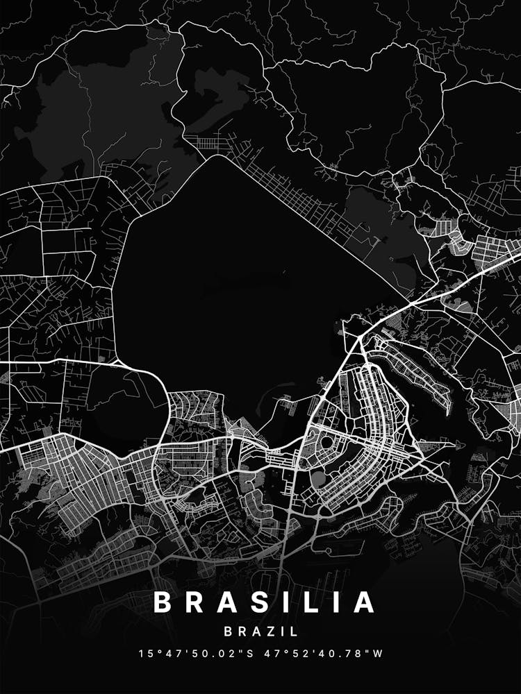 Brasilia Brazil Black Map