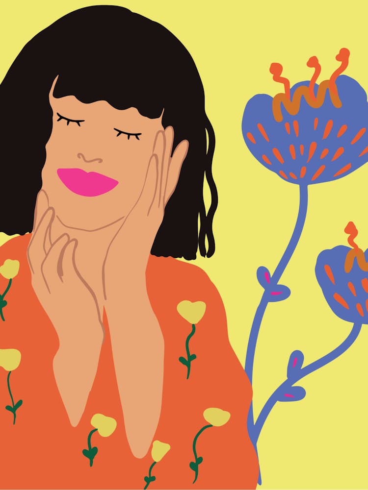 Woman Portrait Poster – Modern Minimal Wall Art with Colorful Flowers