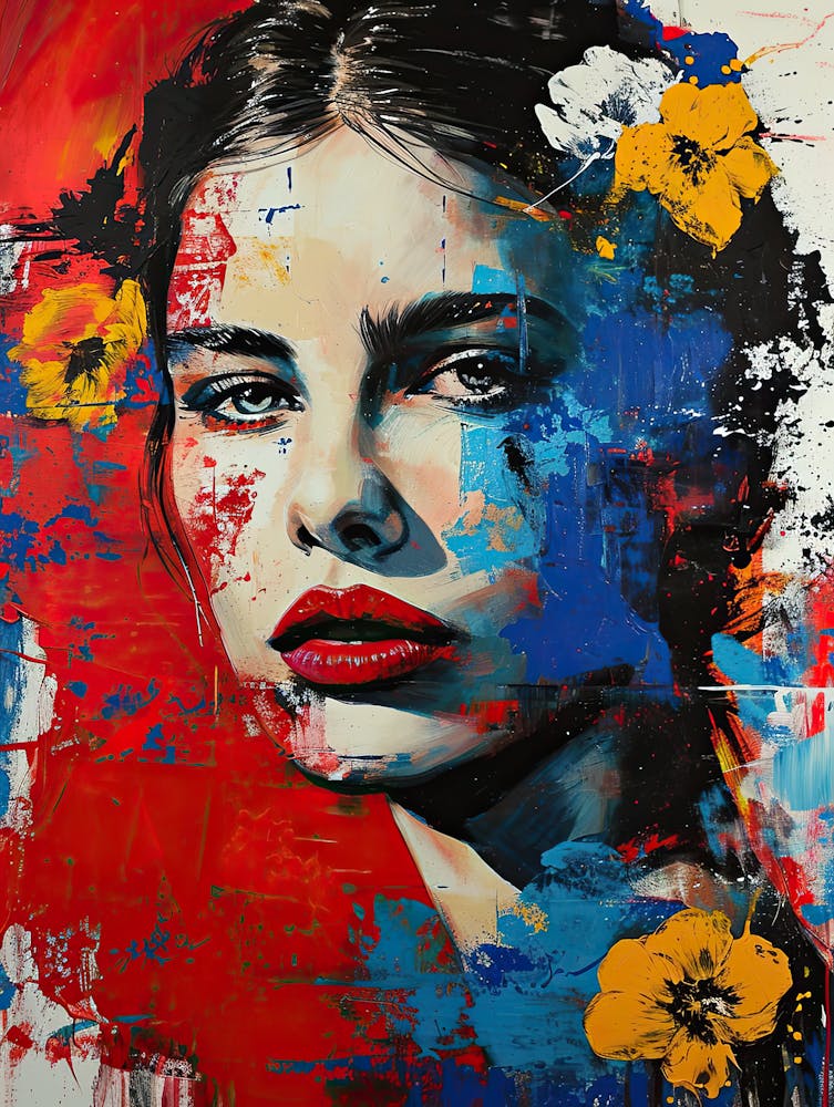 Frau mit Blumen, Pop-Art