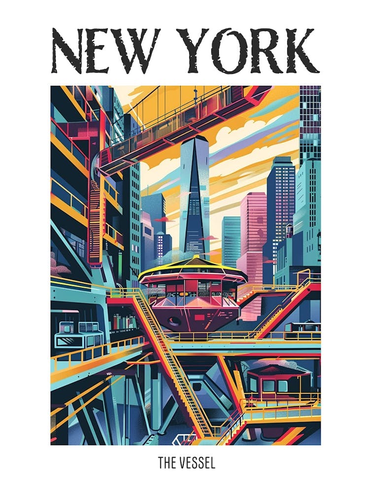 The Vessel New York Colourful Silkscreen Illustration 4 Poster