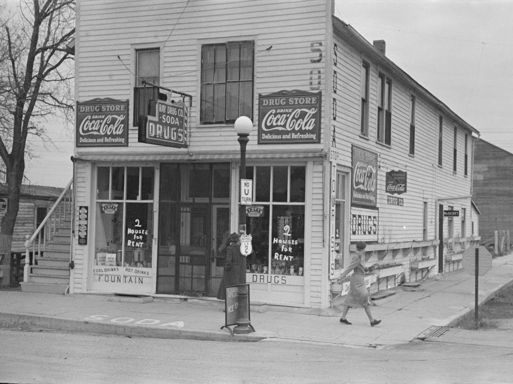 Drugstore, Ray, North Dakota By Russell Lee
