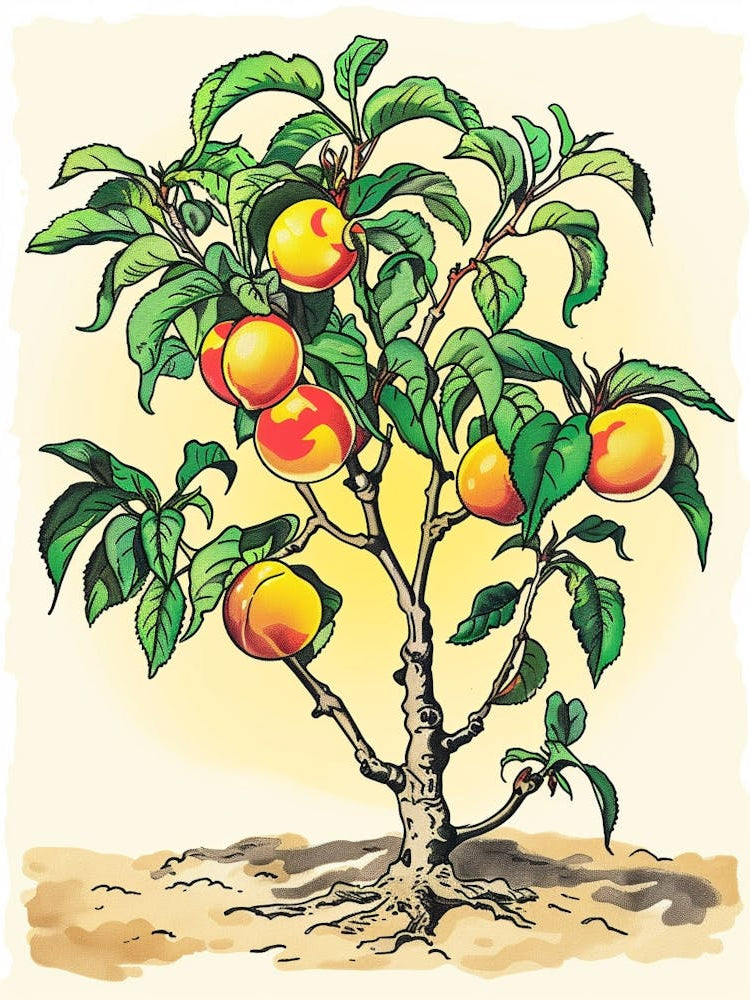 Peach Tree Storybook Illustration 1