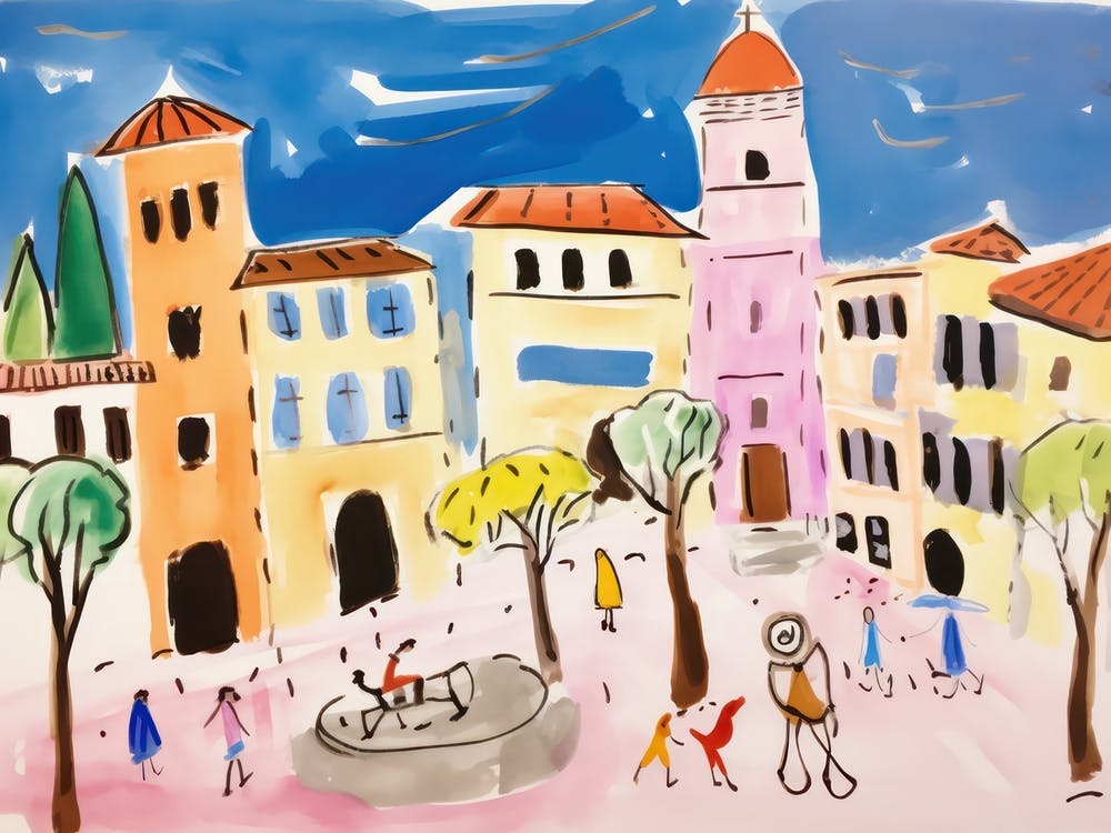 Prato Italy Cute Watercolour Illustration 4