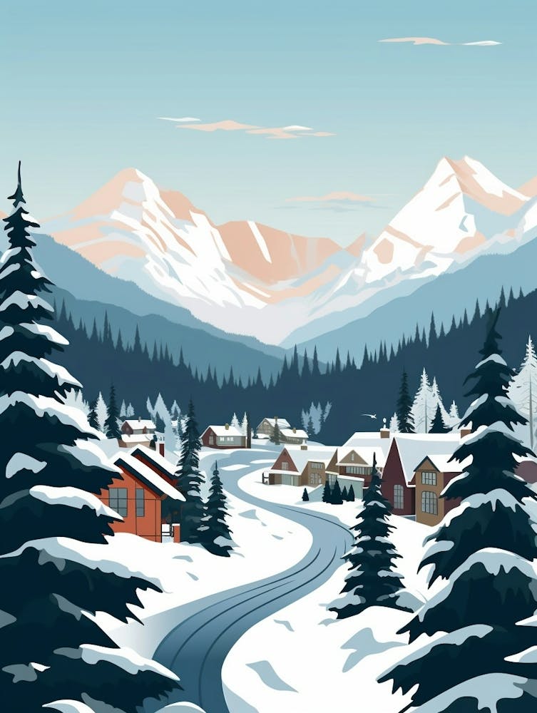 Retro Winter Illustration Banff Canada 3
