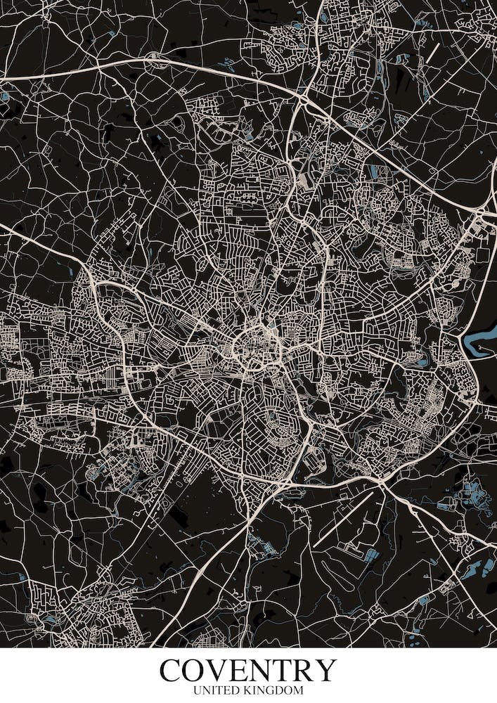 Coventry Black Blue Map