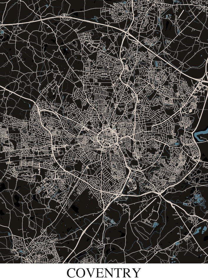 Coventry Black Blue Map