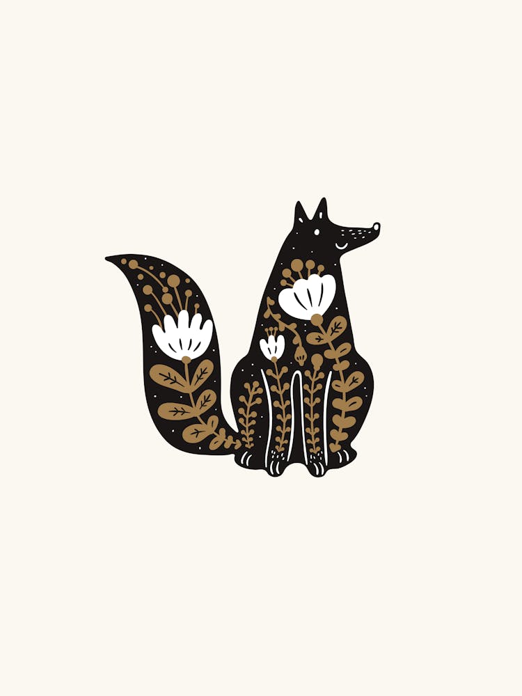 Fox Illustration Folk Scandi