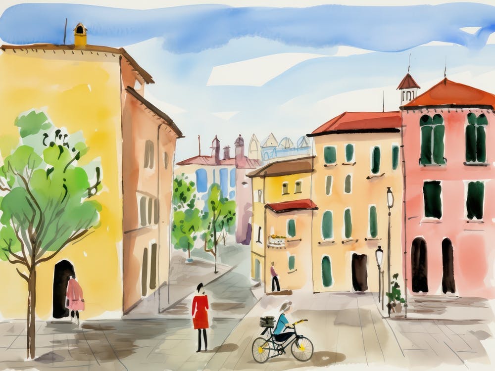 Modena Italy Cute Watercolour Illustration 4