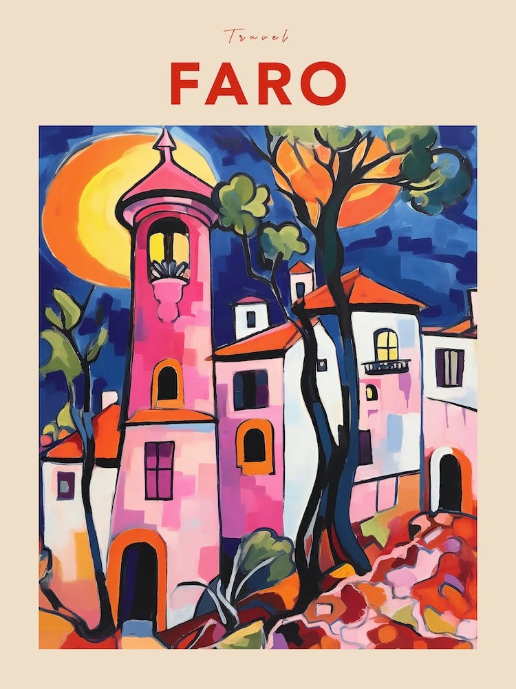 Faro Portugal Fauvist Travel Poster