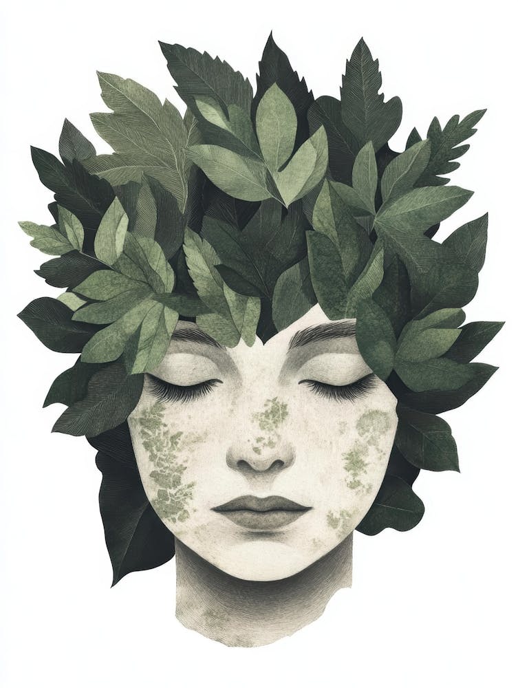 Woman With Leaves On Her Head 2