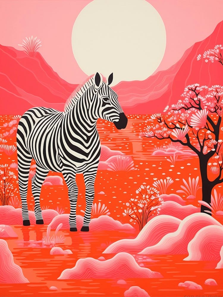 Pink Zebra In The Wild 1