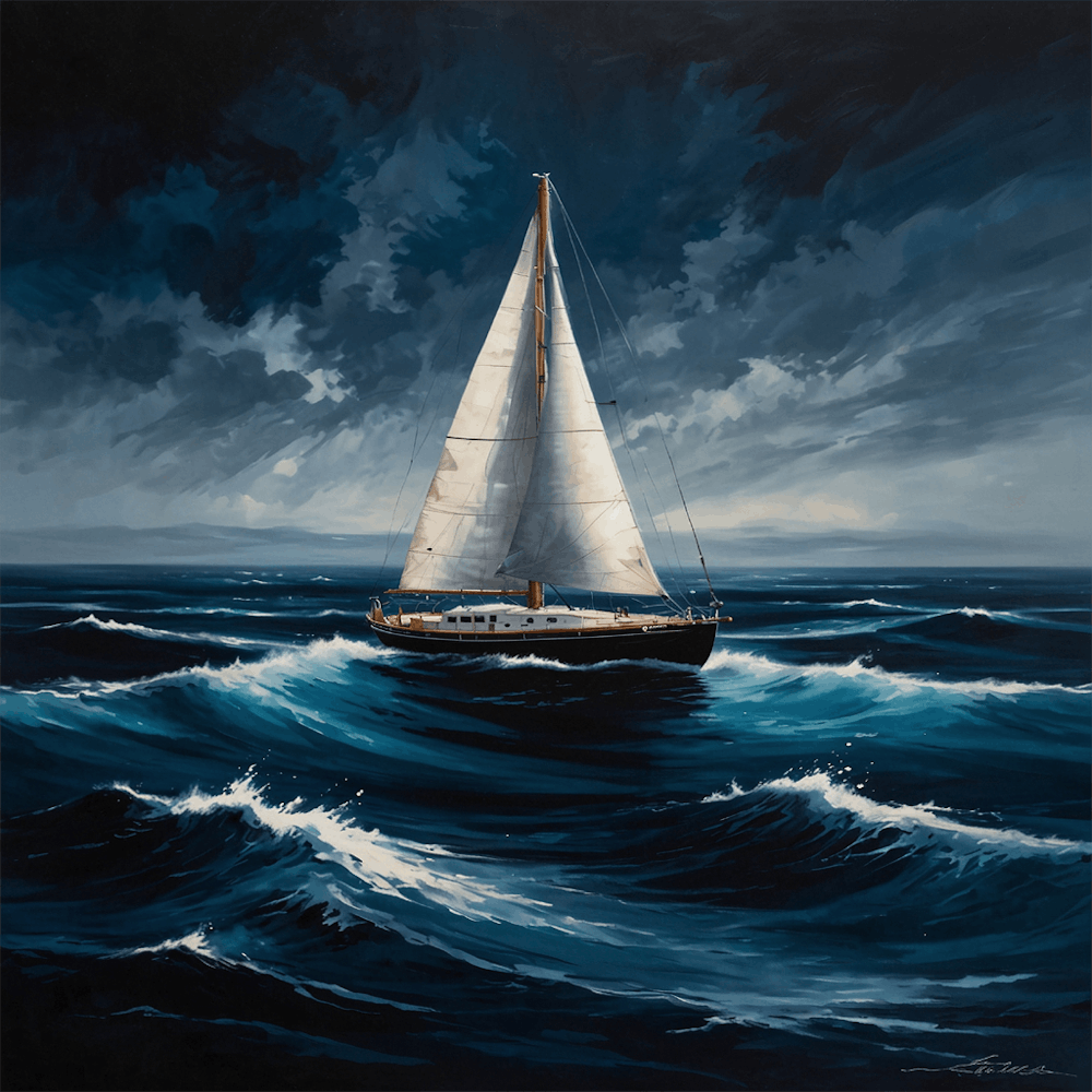 Sailboat In Rough Seas