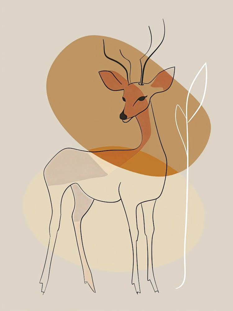 Deer - Boho, Line Art 6
