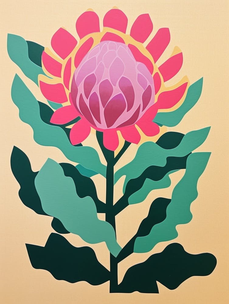 Cut-Out-Stil Blumenkunst Protea 2