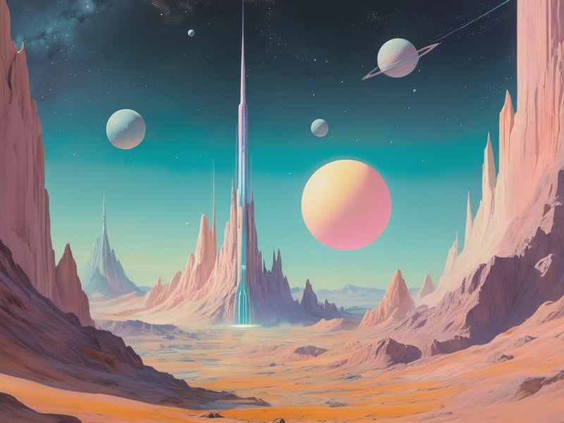 Space Landscape vintage retro sci-fi art