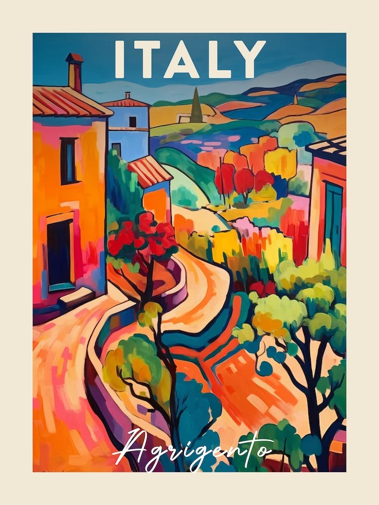 Agrigento Italy 1 Fauvist Painting  Travel Poster