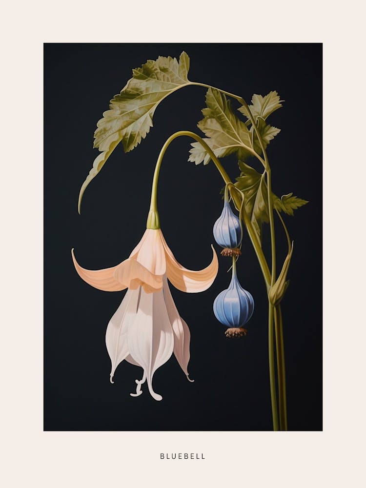 Flower Illustration Bluebell 2 Poster