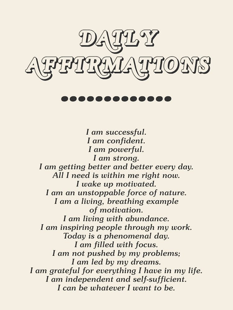 Daily Affirmations In Black