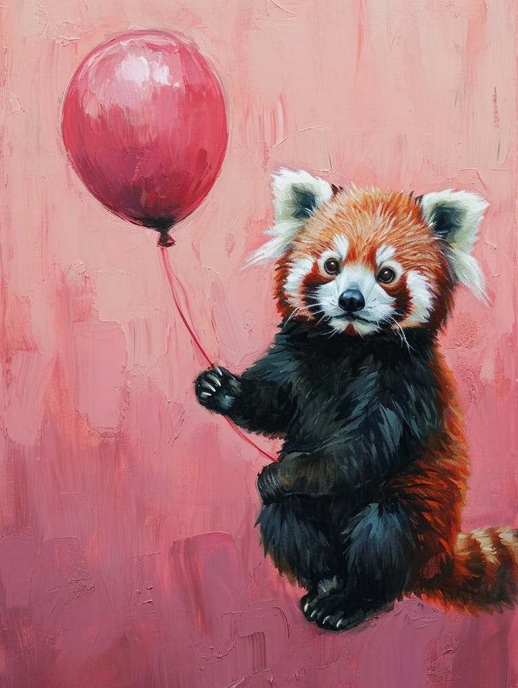 Cute Red Panda 5 With Balloon
