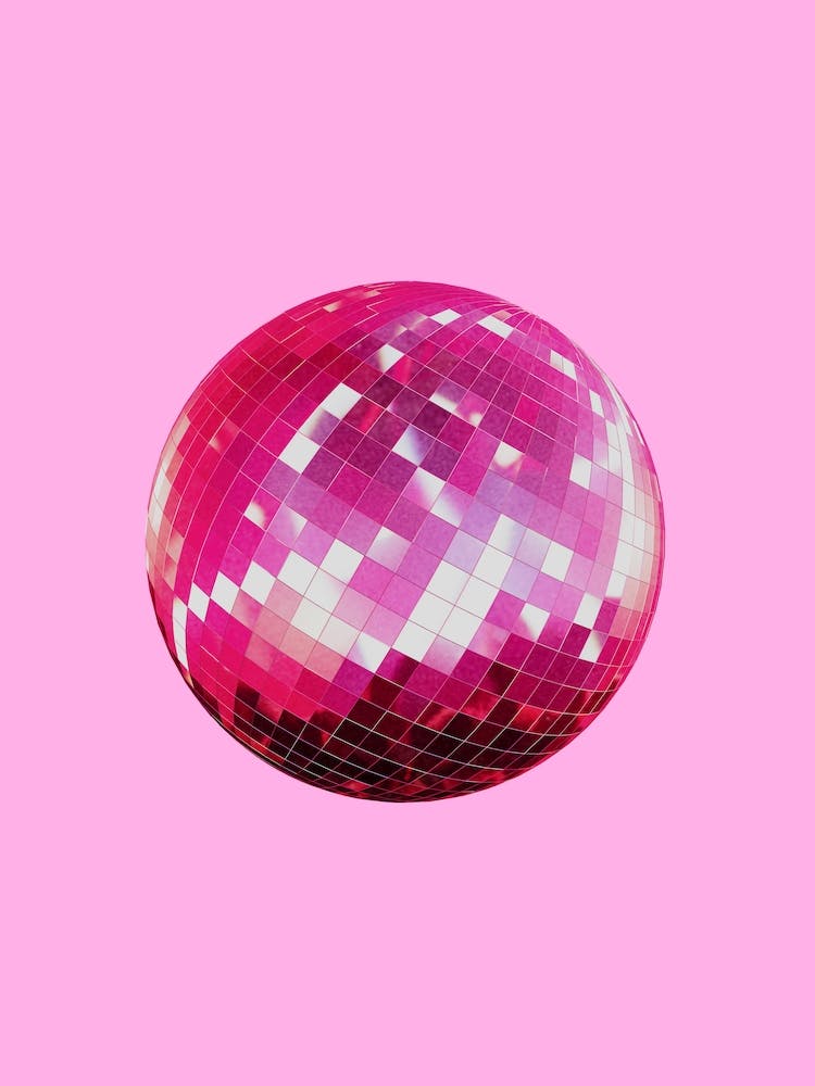 Pink Disco Ball, 70s, 90s, 80s, retro, candy, party, funky, dance, pop art design