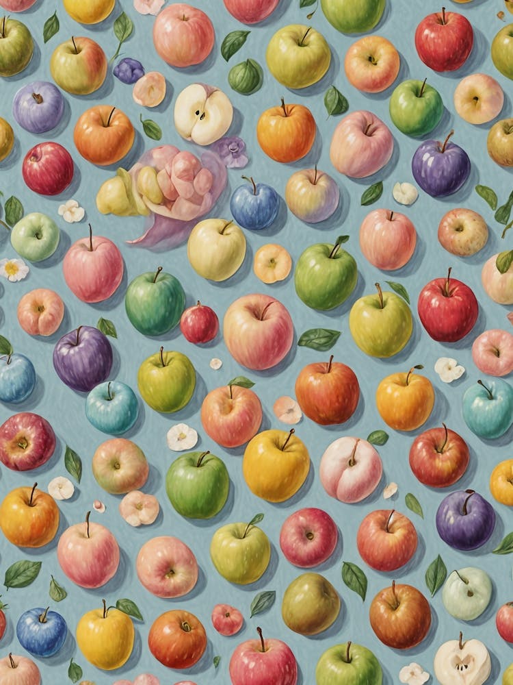 Apples On A Blue Background