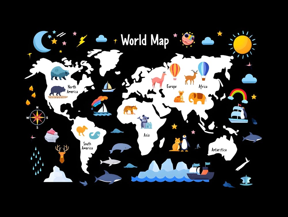 Playful World Map – A Whimsical Exploration of Global Icons