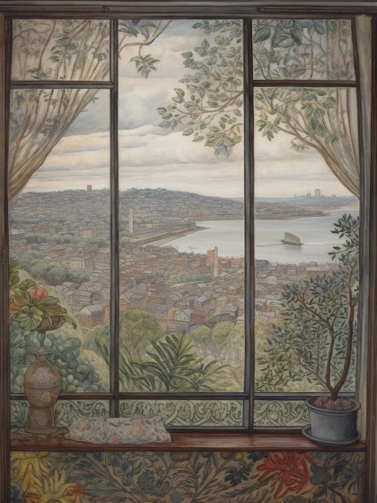 A Window View Of Sydney In The Style Of Art Nouveau 1