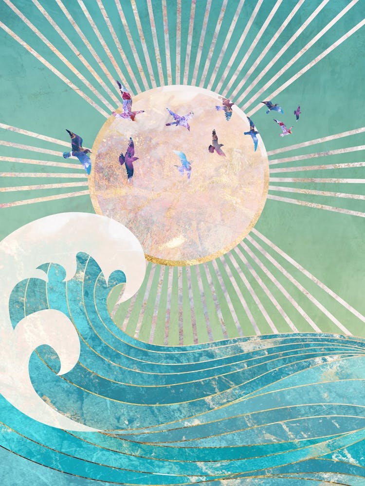 Birds, Sun, Wave