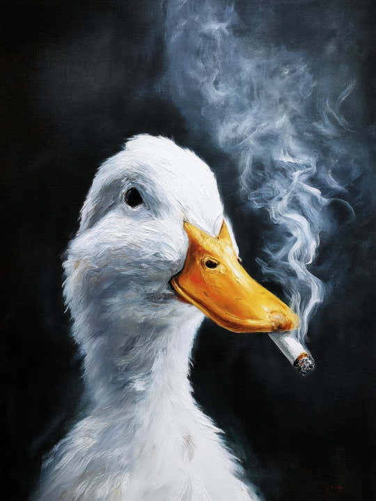 duck smoking cigarette painting A Smoking - It Looks Just