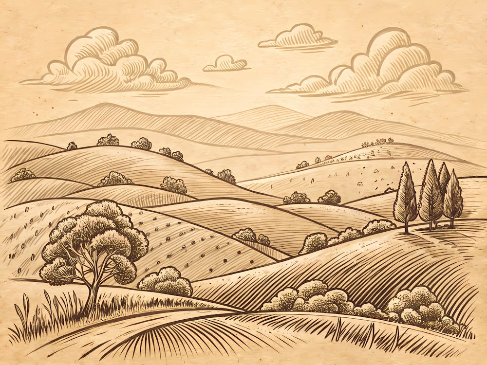 Retro Vintage Style A Minimal Sketch Of Rolling Co (1)