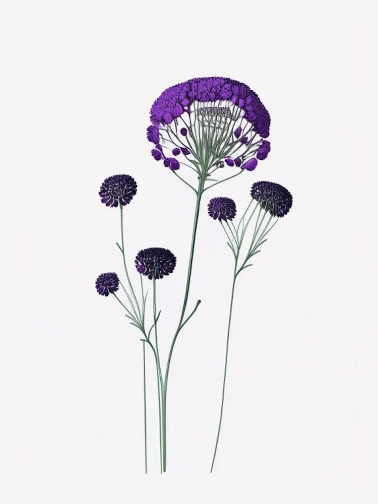 Scabiosa Floral Minimal Line Drawing 1 Flower