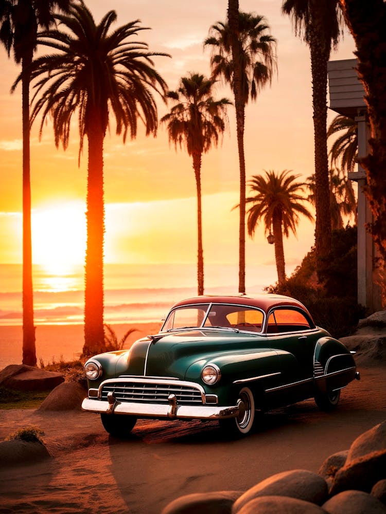 California Dreaming - Sunset Retro Car
