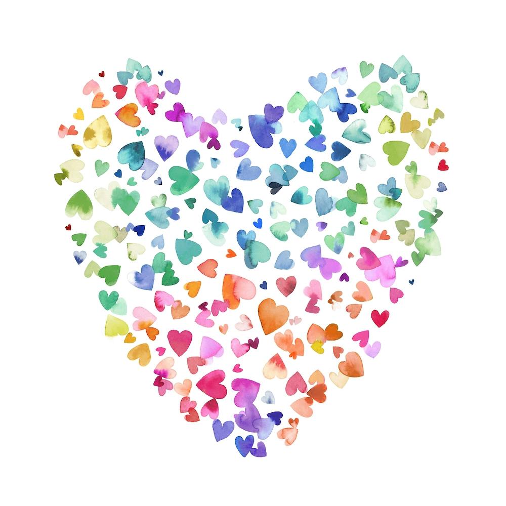 Watercolor Colorful Lieve Love Hearts Square
