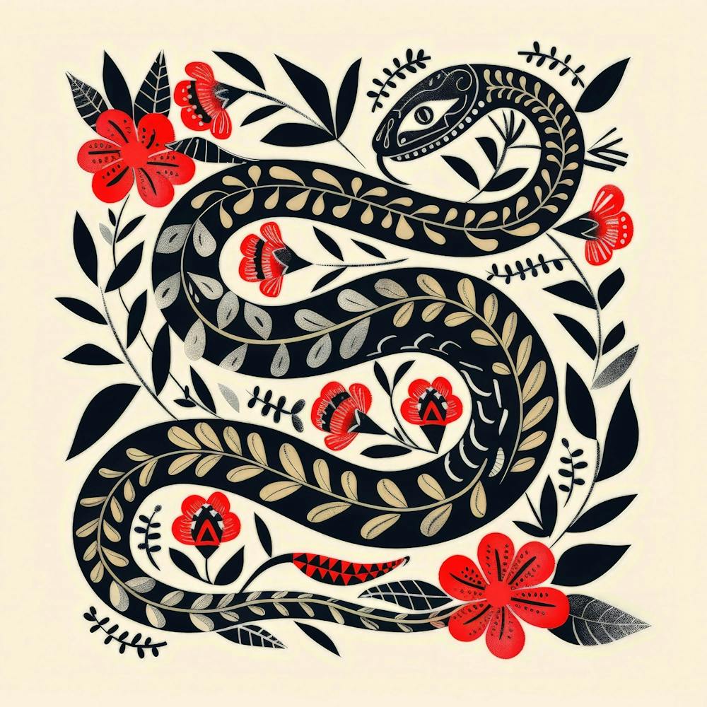 Snake And Flowers 4