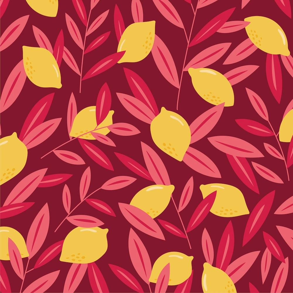 Red and Pink Seamless Pattern With Lemons