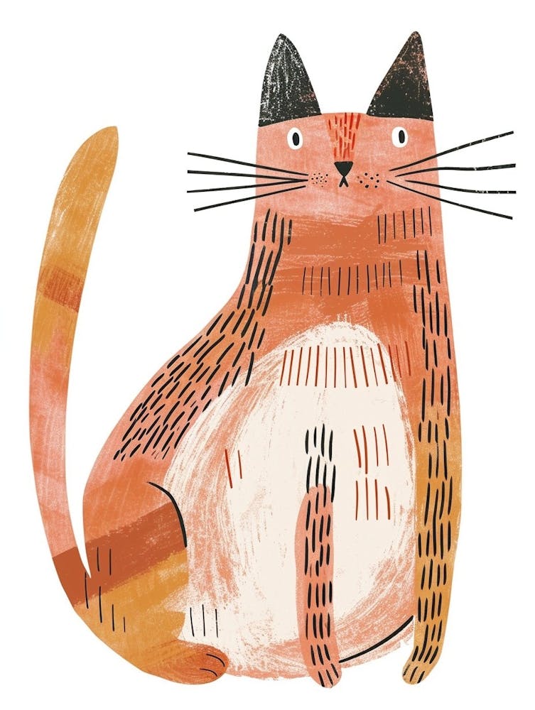 Cymric Cat Clipart Illustration 4