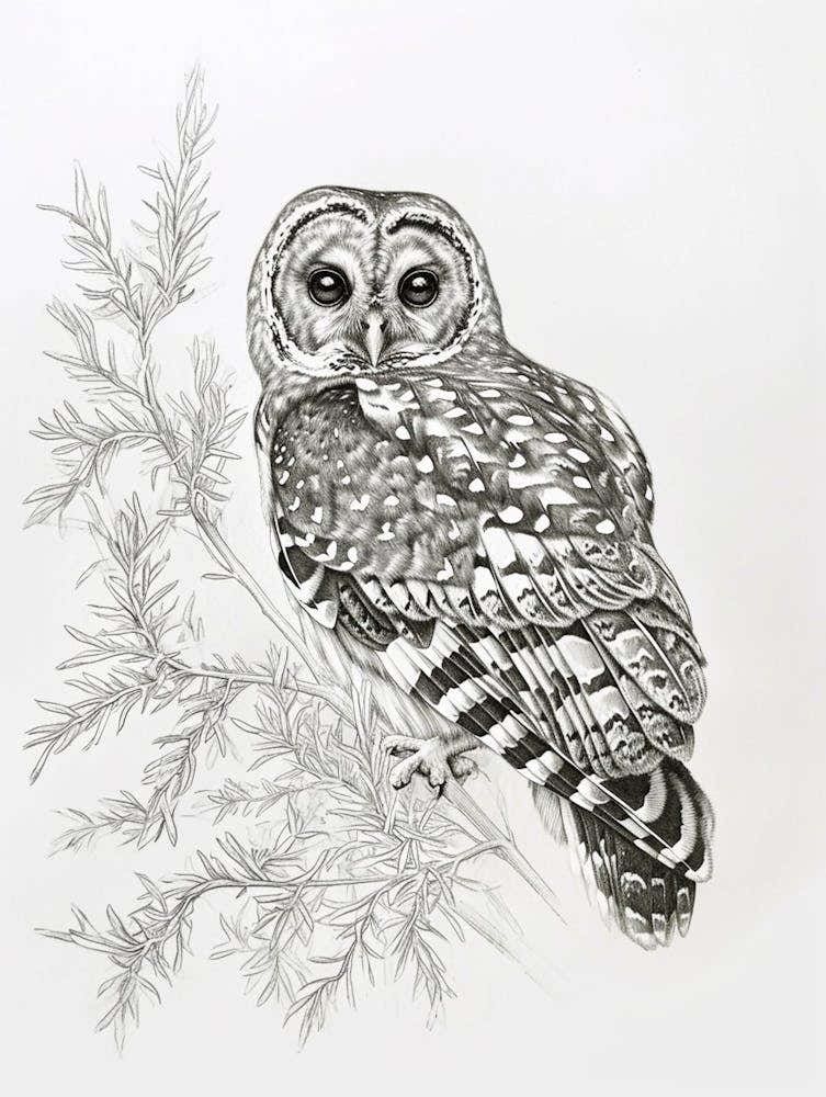 Spotted Owl Drawing 4