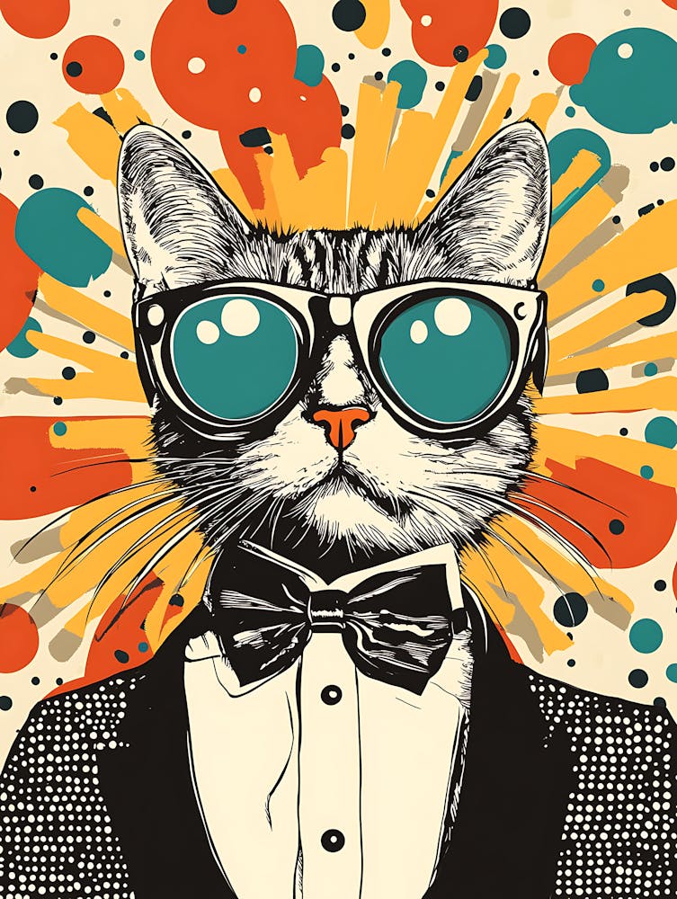 Super Cool Cat Illustration Pop