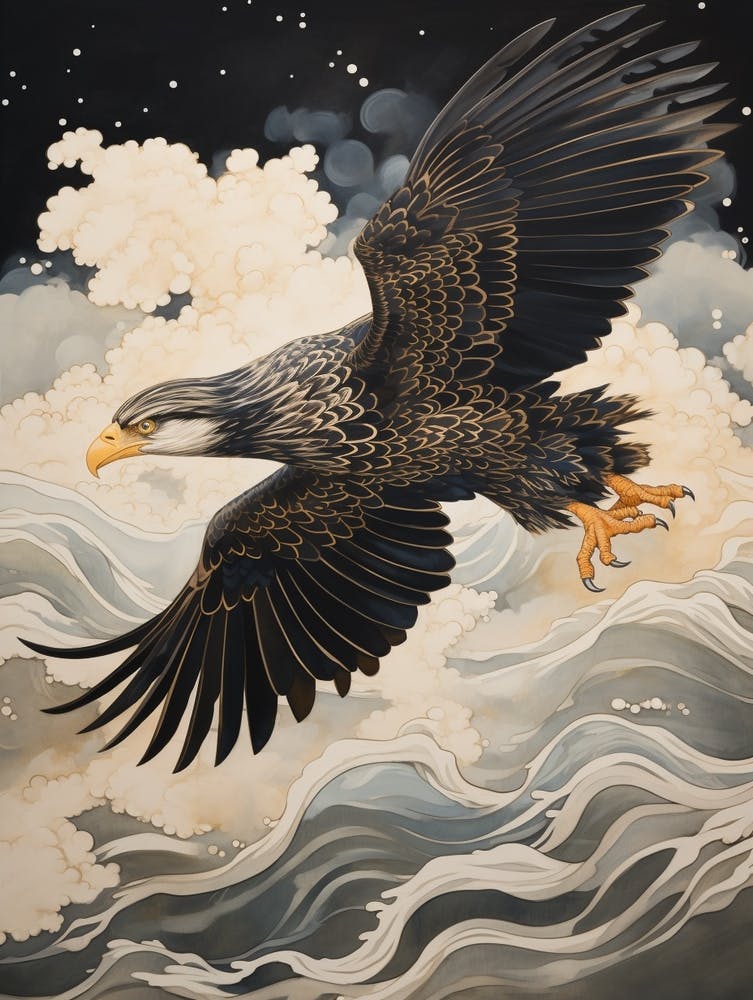 Crested Caracara 1 Gold Detail Painting
