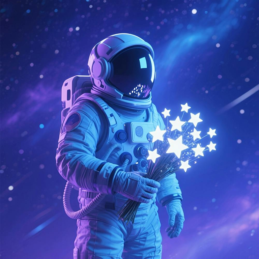 Space Astronaut With Flowers