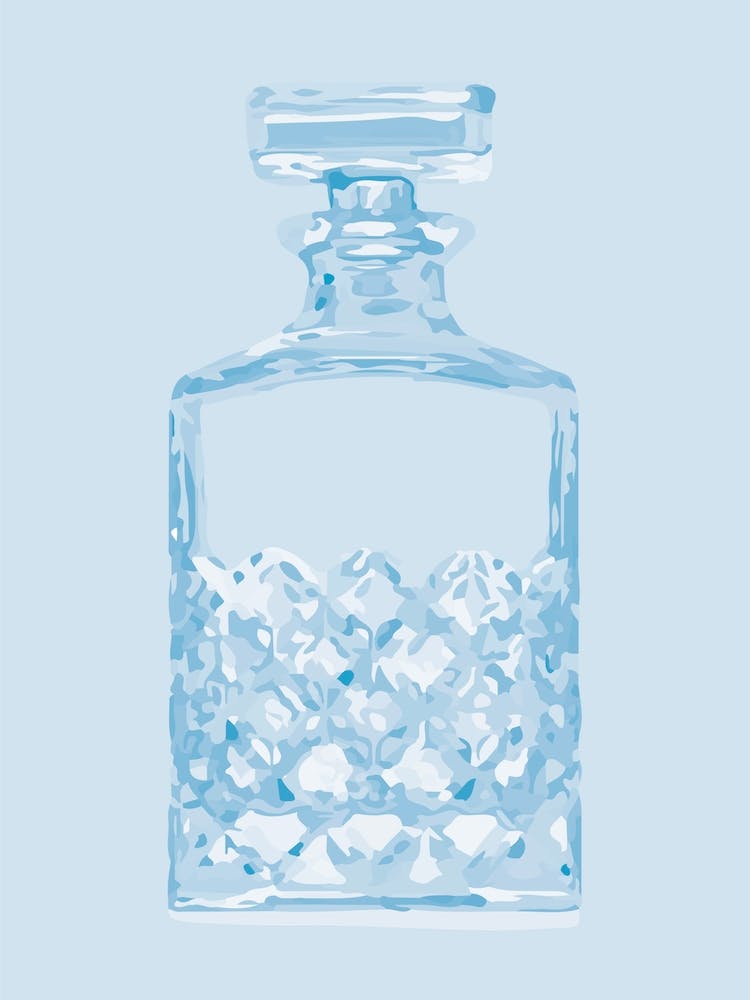 Decanter Bar Cart Print - Blue