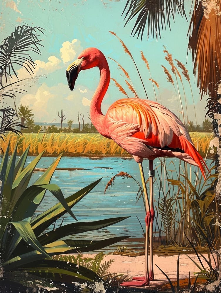 Greater Flamingo Camargue Provence France Tropical Illustration 9