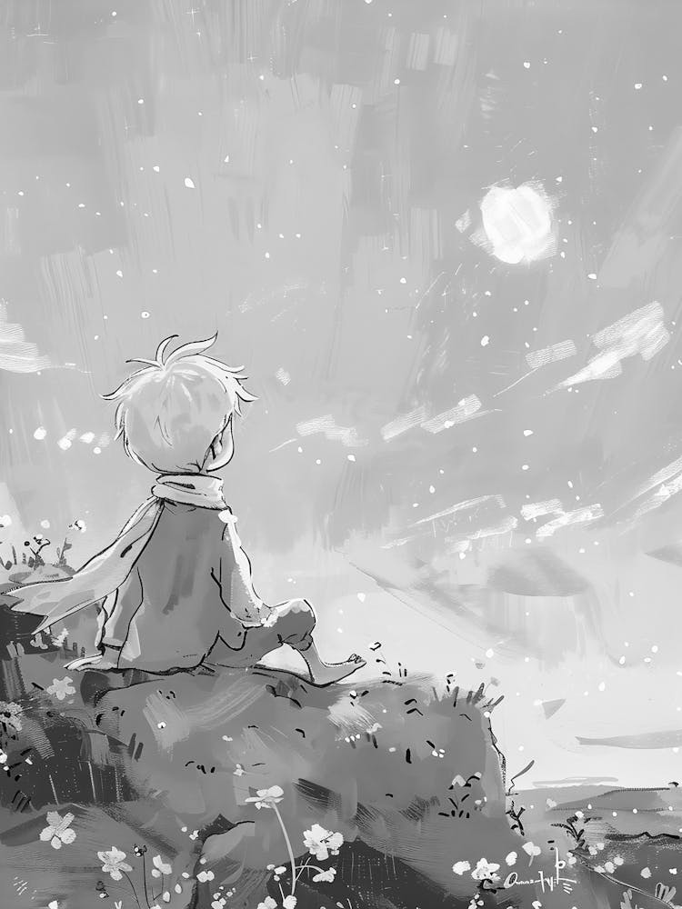 Boy Looking At The Moon