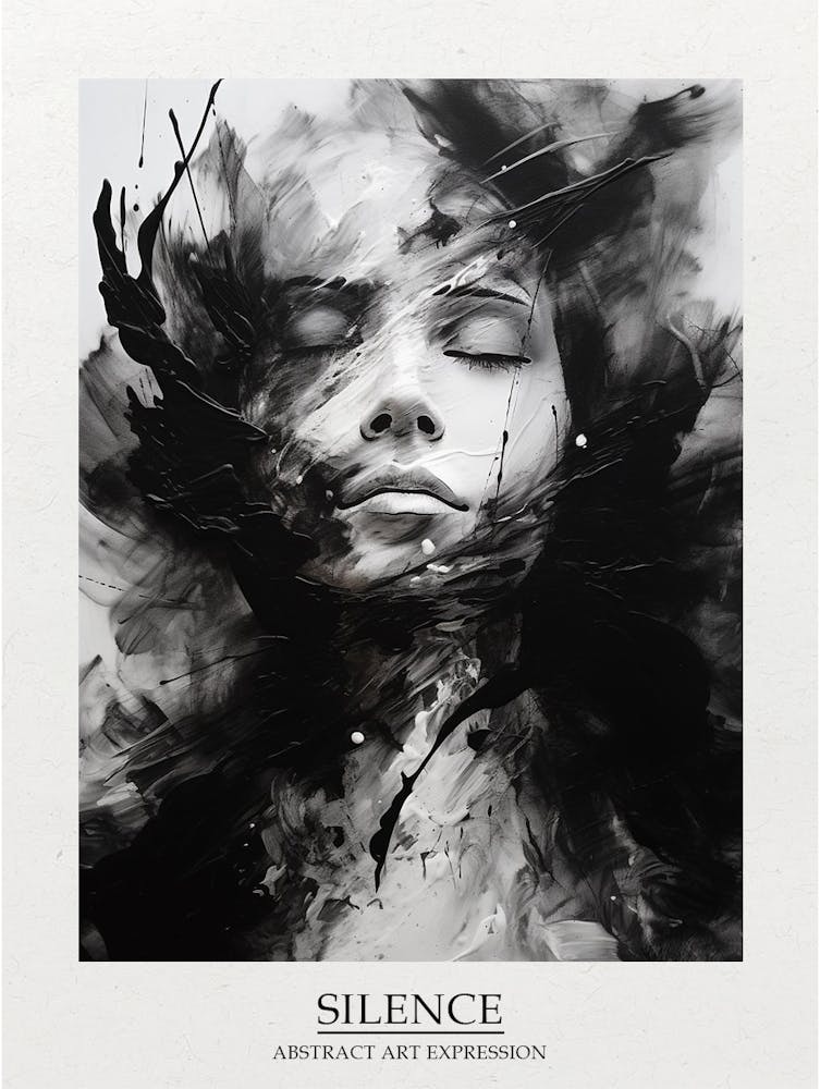 Silence Abstract Black And White 10 Poster