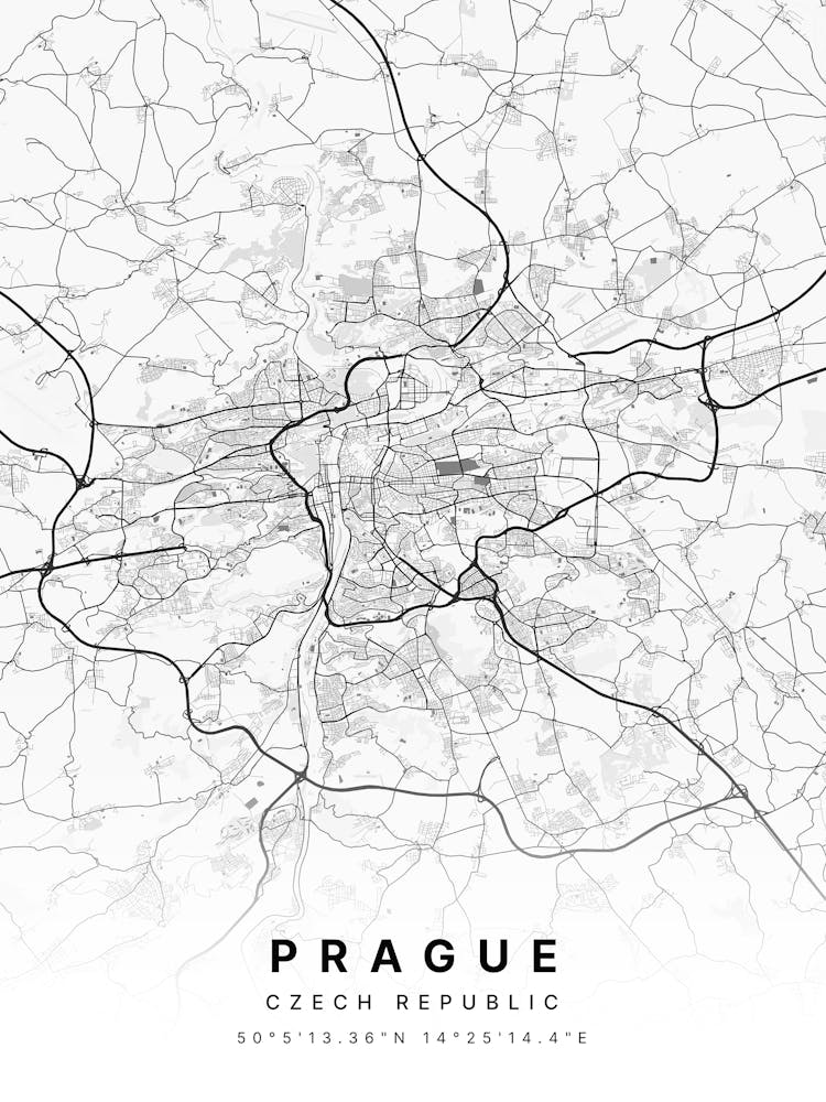 Prag Tschechische Republik Weiße Karte