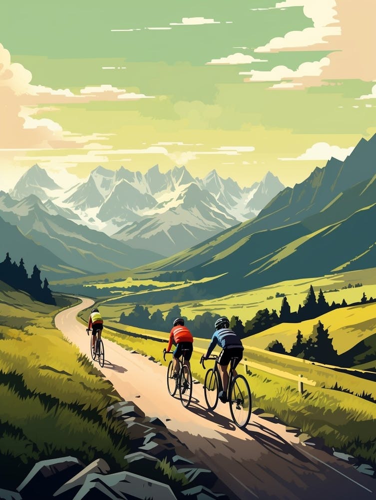 Tour De Mont Blanc France 2 Vintage Travel Illustration