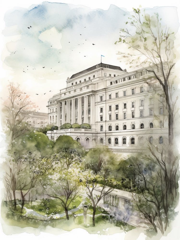 Washington Dc Neighborhood, Watercolour 1