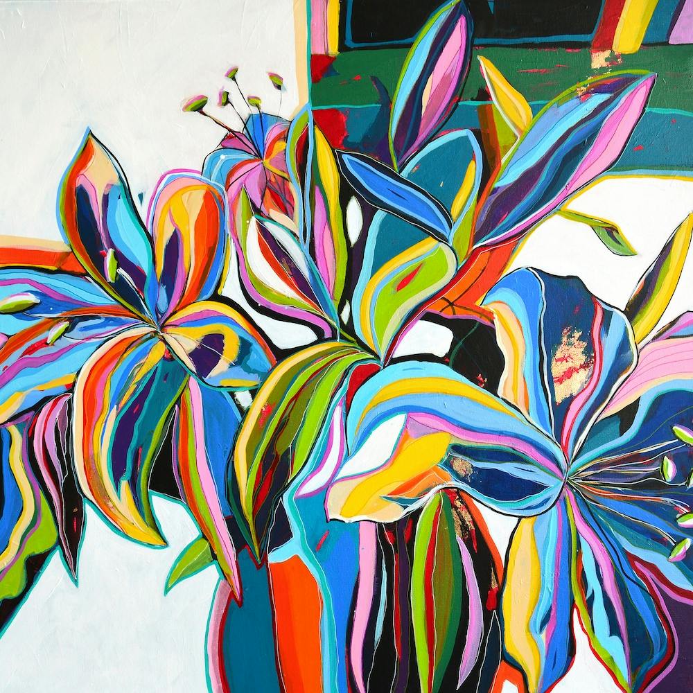 Colourful Lilies Abstract Floral Art
